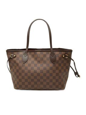 Louis Vuitton Damier Neverfull PM Tote Bag Brown Leather